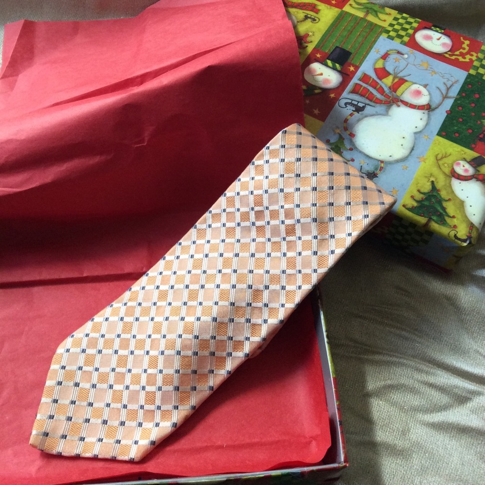 TIEHB3 Gorgeous Orange Gold with Tiny Blue Squares